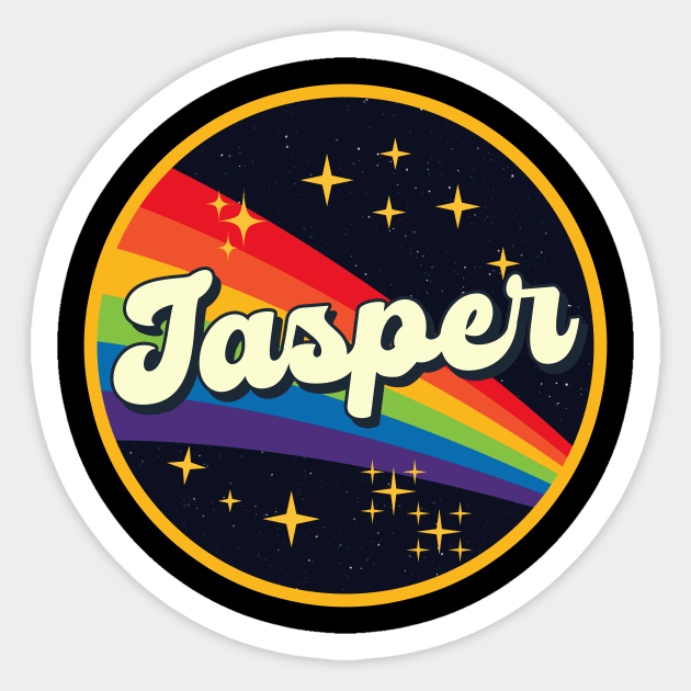 Jasper // Rainbow In Space Vintage Style Sticker by LMW Art